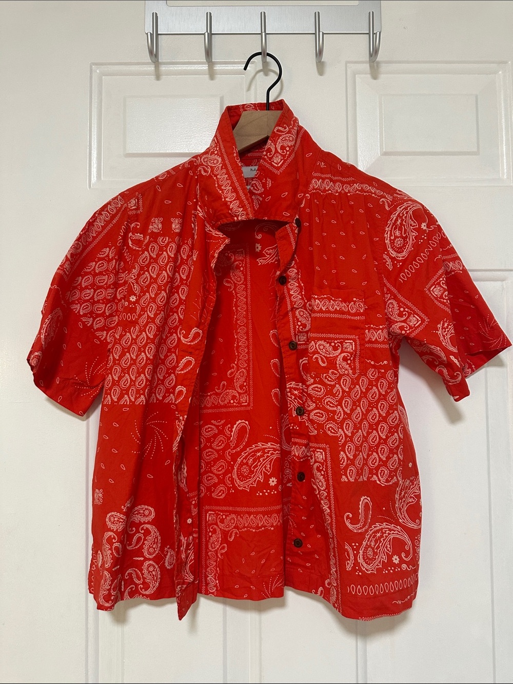 Nudie Jeans Red Bandana Patchwork Button-Front Shirt